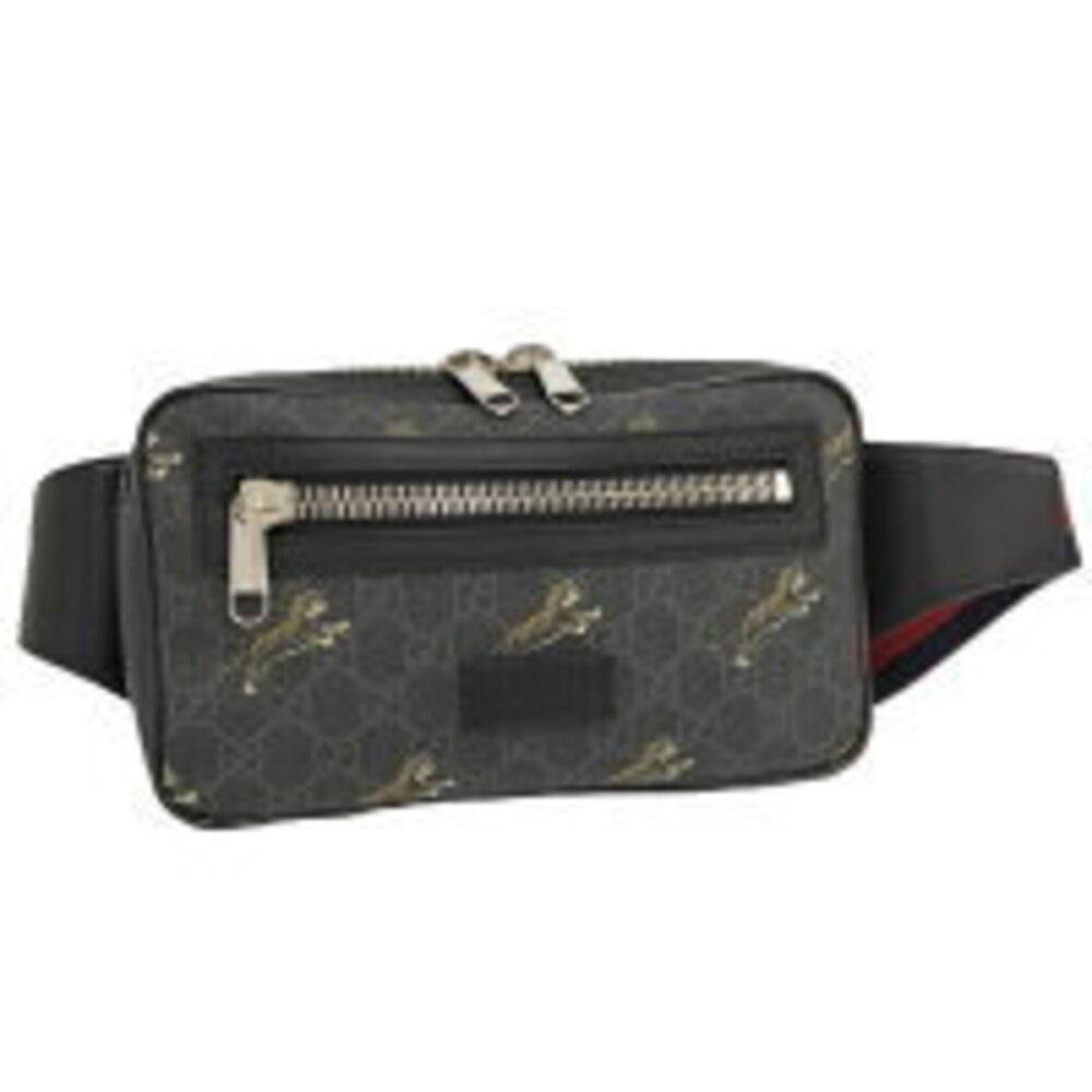 GUCCI Waist Bag GG Supreme Tiger Black Gray